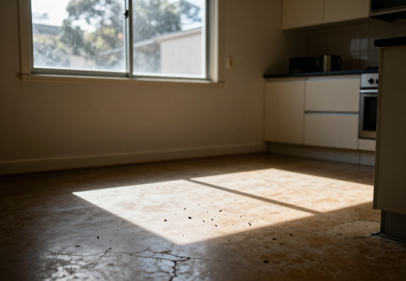 Cockroach infestation in a Minto Heights kitchen before treatment